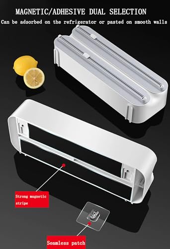 Distributeur de film étirable 3 en 1 avec cutter, support mural de cuisine pour emballage plastique, feuille d'étain, papier ciré