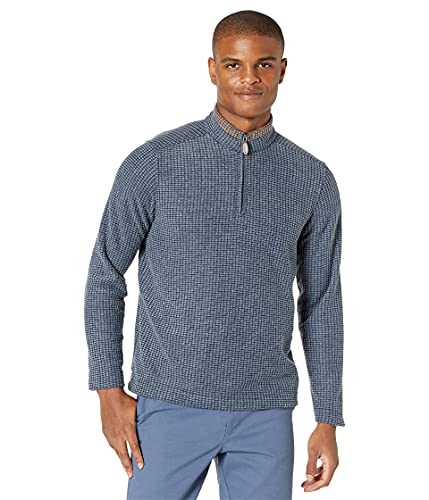 Johnston & Murphy Waffle 1/4 Zip Blue MD