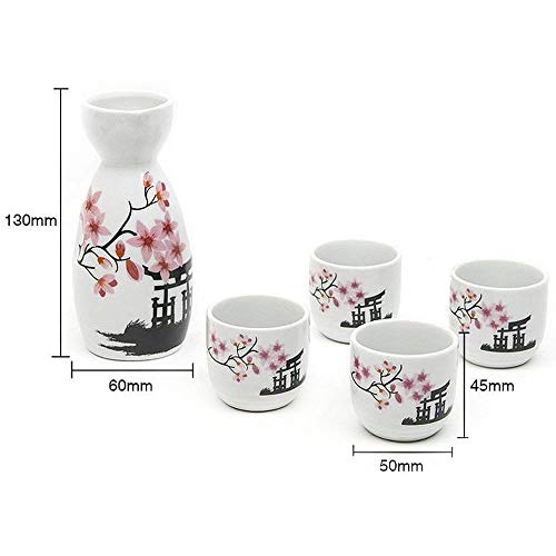 Generic Pink Japanese Sake Set, Porcelain, White