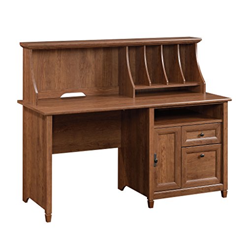 Sauder Edge Water Computer Desk With Hutch, Auburn Cherry finish