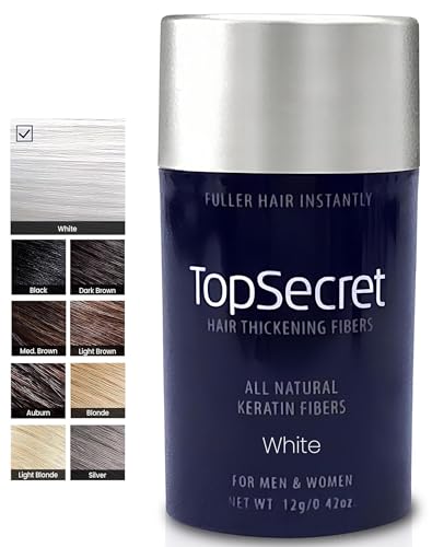 Top Secret Hair Thickening Building Fibers Refills - Undetectable & Natural Hair Filler - for Men & Women - Instantly Fill In Fine Thinning Hair - Weather & Sweat Resistant (White, Regular)