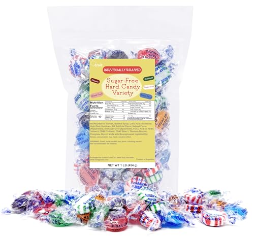 Sugar Free Hard Candy Individually Wrapped – Sugar Free Hard Candy Bulk, Diabetic & Keto Friendly – 1 Pound Bulk Bag