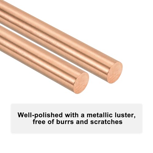 M METERXITY Kupfer Rundstab 8mm Durchmesser 100mm Länge T2 Lager Massiver Kupferstab Drehbankstange für Metallhandwerk DIY/Gartenbau/Industrie/Dekoration Reines Rohr