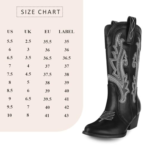 Image of AOSPHIRAYLIAN Cowboy Boots for Women Retro Pointed Toe Pull On Block Chunky Heel Glitter Sparkly Metallic Embroidecamel Country Concert Outfits Calf Western Cowgirl Boots