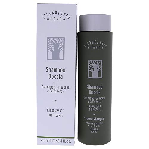 L'Erbolario Baobab And Green Coffee Shower Shampoo - Gentle For Frequent Washing - Leaves Your Skin And Hair Toned And Invigorated - Features Natural Essential Oils - Moisturizes And Shines - 8.4 Oz