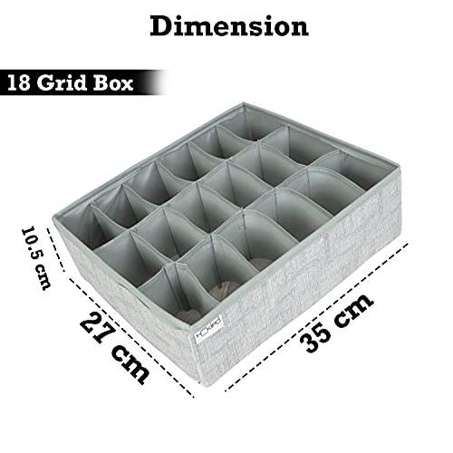 Image of HOKIPO Fabric Undergarment Clothing Organizer Storage Box For Drawers Bra Panty Socks Tie Lingerie Organizer For Wardrobe, 18 Grid, Pack Of 2 (In-333-Gry*2), Blue-Green
