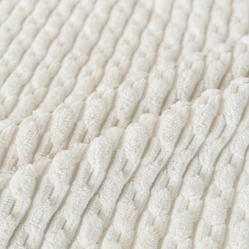 Set of 4 Grey White Taupe Decorative Throw Pillow Covers 26x26 Inch Corduroy Pillow Covers for Bed Couch Sofa Living Room Soft Square Cushion Cases