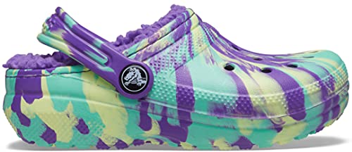 Crocs Kids' Classic Marbled Tie Dye Lined Clog | Kids' Slippers, Neon Purple/Multi, 12 Little Kid #TOP4