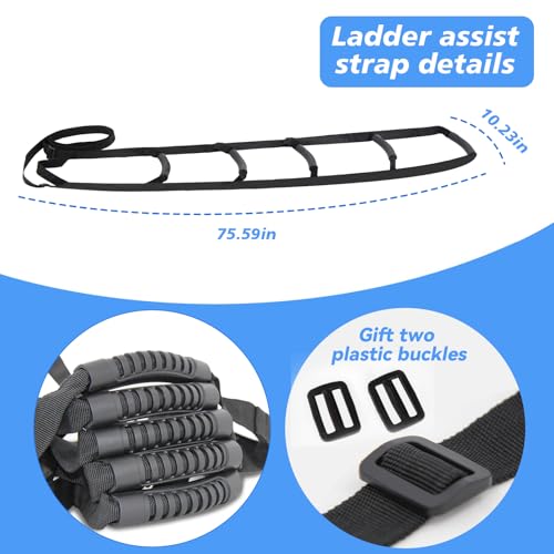 KkaFFe Bed Ladder Assist, Pull Up & Sit Up Assist Device with 6 Handle Grips,Adjustable Rope Bed Ladder strap,Bed Rope Ladder Helper for Elderly Adults,Seniors,Pregnant, Handicap, Injury