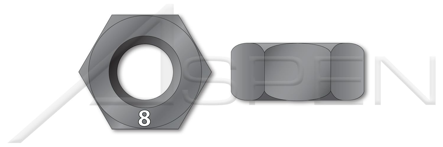 (50 pcs) M20-1.5, DIN 934 / ISO 4032, Metric, Hex Finished Nuts, Class 8 Steel, Plain