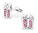 Best Wing Jewelry .925 Sterling Silver"Ballerina Ballet Shoes/w Pink Crystals" Children's Stud Earrings