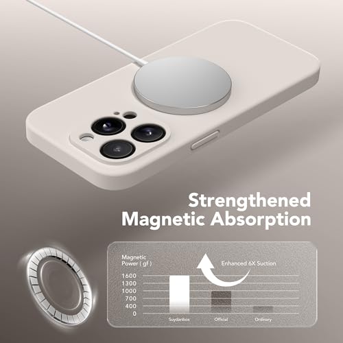 Image of Magnetic for iPhone 13 Pro Max Case, Compatible with MagSafe, [Full Camera Protection][Screen Protector] Silicone Shockproof Protective Phone Case for iPhone 13 Pro Max 6.7 inch, Stone