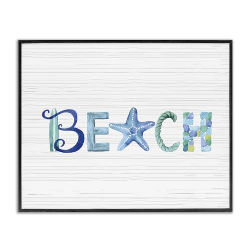 Beach Letters Nautical Sea Life Rope, 11 x 14 Inch Framed Giclée Print