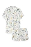 C&A Damen Shorty Relaxed Fit Pyjamas Baumwolle Bedruckt weiß XL