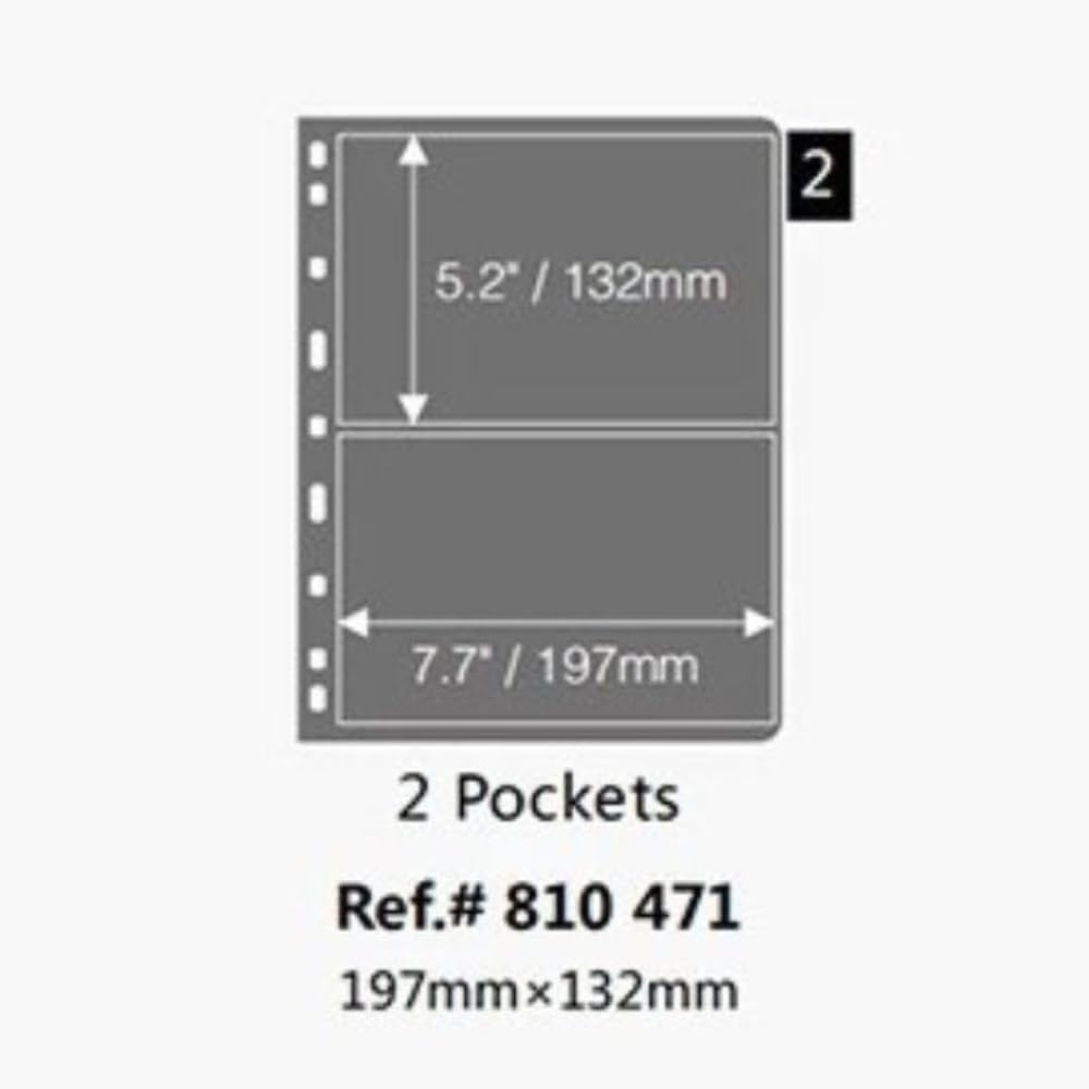PCCB MINGT 10Pcs Standard 9-Hole Black Double-Sided Album Inner Sheets Stamp Banknote Collection Album Inserts Pages For Coin Collecting And Supplies (2 Pockets) - Image 2