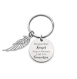 Grandpa Memorial Keychain - My Guardian Angel Lives in Heaven I Call Him Grandpa - Grandpa Memorial Gift in Memory of Grandfather Cremation Remembrance Gifts