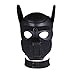 FeiGu Unisex Costume Dog Head Mask with Collar, Neoprene Full Face Puppy Hood Cosplay Mask Choker Set Black