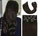 Clip In Hair Extensions Human Hair New Version Thickened Double Weft Brazilian Hair 120g 7pcs Per Set 9A Remy Hair Dark Brown Full Head Silky Straight 100% Human Hair Clip In Extensions(22 Inch #2)
