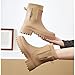 XENTORD Women's Mid-Calf Rain Boots Fashion Waterproof Rubber Boots with Knit Cuff Non-Slip Chunky Platform Slip-On Gardening Boots (Khaki,7)