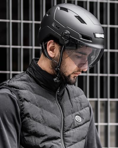 ILM Adult Bike Helmet with USB Rechargeable LED Front and Back Light Mountain&Road Bicycle Helmets for Men Women Removable Goggle Cycling Helmet E3-10L(Matte Black, Large/X-Large)