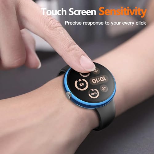 Image of Misxi 2-Pack Hard PC Screen Protector Case Compatible with Google Pixel Watch 3 (2024) 41mm, Easy Installation Lightweight Ultra-Thin Protective Cover for Pixel Watch 3, 1 Blue + 1 Black