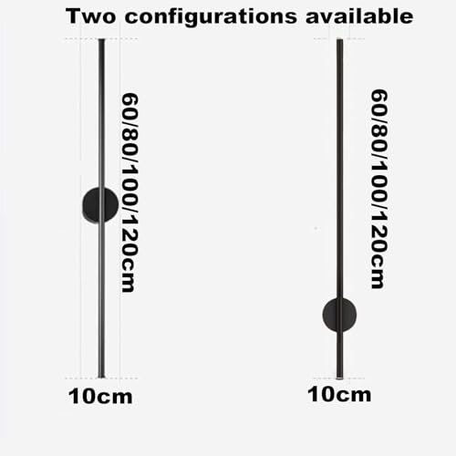 Apliques de pared LED largo de 100cm recargable con sensor movimiento negro luz cálida 2