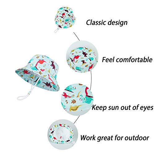 Image of LANGZHEN Sun Protection Hat for Kids Toddler Boys Girls Wide Brim Summer Play Hat Cotton Baby Bucket Hat with Chin Strap