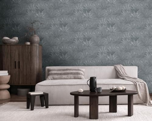 Papier peint floral intissé gris clair gris basalte Profhome