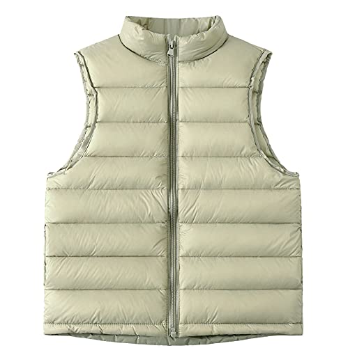 Happy Cherry Chaleco acolchado de plumón para niños y niñas, chaqueta de invierno ligera y resistente al agua, abrigos sin mangas para niños, Verde, 5-6 años