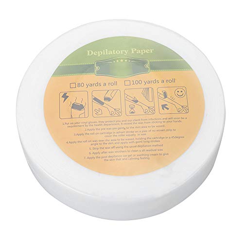 Pongnas Telas No Tejidas de 100 Yardas, Papel Desechable para Depilación, Tiras de Papel con Cera Depilatoria, con Rollo Blanco Grueso y Duradero para Cara y Cuerpo