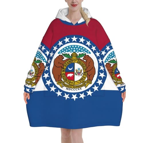 Couverture à capuche en flanelle épaisse motif Missouri de qualité supérieure