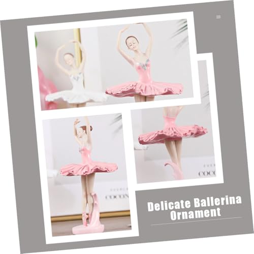 Décoration créative de ballerine rose, statuette résine maison - 4