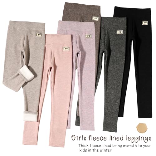 6 Pack Toddler Girls Winter Fleece Lined Leggings Kids Soft Thermal Stretchy Leggings Warm Pants for Girls2