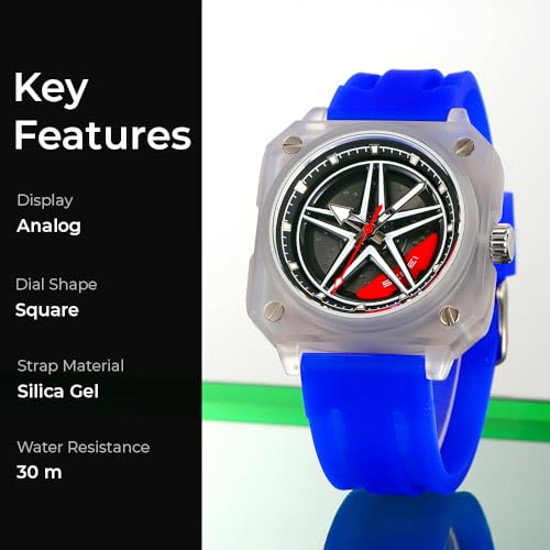 Image of SKMEI Silicone Men's Analog Quartz Sports Watch Waterproof & Trendy Wheels Rolling Design 2362