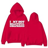 Sudadera con capucha para mujer, de invierno, de gran tamaño, cálida, para verano, casual, de manga larga, a la moda, ligera, con bolsillos, suéter de manga corta, rosso, XXL