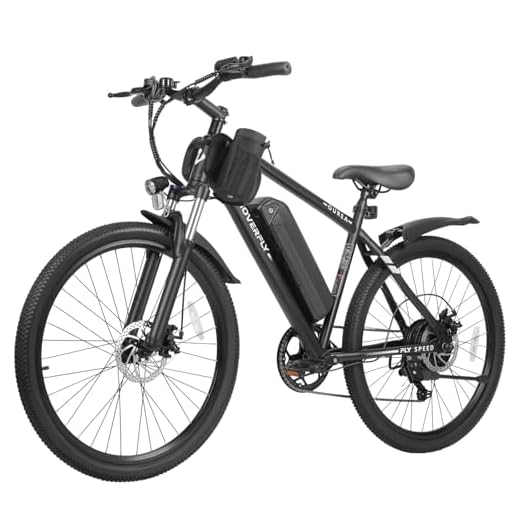 HOVERFLY OUREA 26" Electric Bike for Adults, 750W Peak Motor Mountain Ebike, 20MPH Up to 40 Miles, UL2849 Certified, 7-Speed, Removable Battery, Shock Absorber, Fat Tire Commuter E-Bike