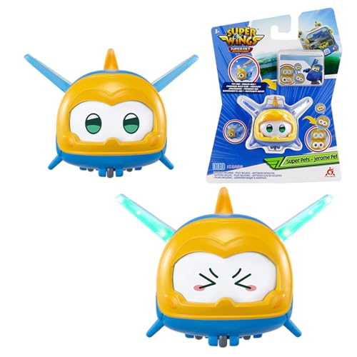 Super Wings Super Jerome Pet 2 inch, mit schaltbarem Gesichtsausdruck, mit Blitzeffekt, tragbar, Jungen und Mädchen Spielzeug für 3 4 5 6 7 8 Jahre alt