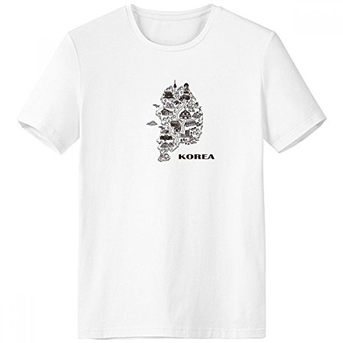 T-shirt Blanc Crew-Neck Homme Séoul Busan Imprimé Multicolore Taille XXL