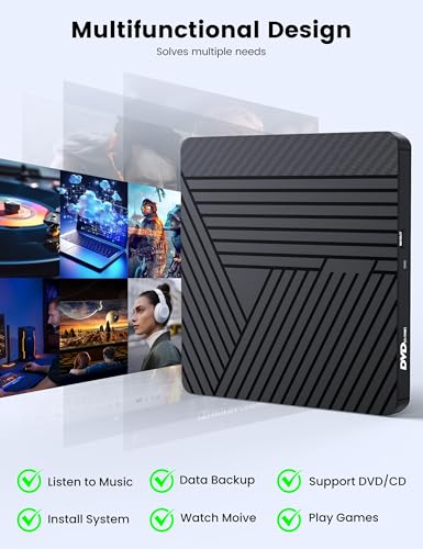 MOSWAG External DVD Drive USB 3.0 USB C CD Burner CD/DVD +/-RW Optical Drive, Slim Portable DVD CD ROM Rewriter Writer Duplicator for Laptop Desktop PC - Image 4