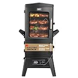 Electric Smoker with Cover, LED Display Build in Meat Probe Large Capacity BBQ Smokers, 4 Racks Smoke More with 633 sq in Cooking Area, Black