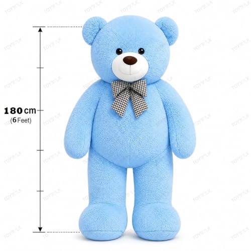 Image of 6 Feet Sky Blue Teddy Beara Plush Toy | Jumbo Soft Stuffed Animal for Kids, Girls & Adults | Cute Huggable Gift for Birthday, Anniversary & Valentine's Day (6 Feet SkyBlue)