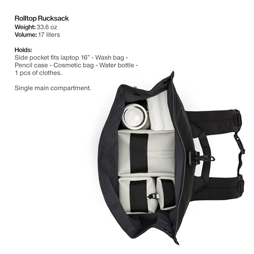 Image of RAINS Rolltop Rucksack - Waterproof Backpack with Chest Strap, Standard