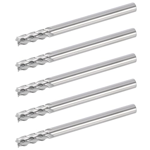 Image of PQY Cermet End Mill 4 Flute, for Milling Machine, CNC Router Bits Carbide Speed Square Nose for Hardened Steel 5pcs 1/4 inch