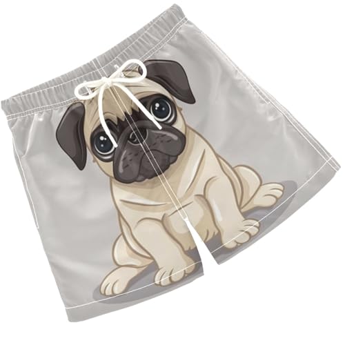 Pigsaly Boys Swim Trunks Cartoon Pug Dog Bulldog Boys Board Shorts Swimsuit Swimwear Summer Bathing Suit 4T Multicolor