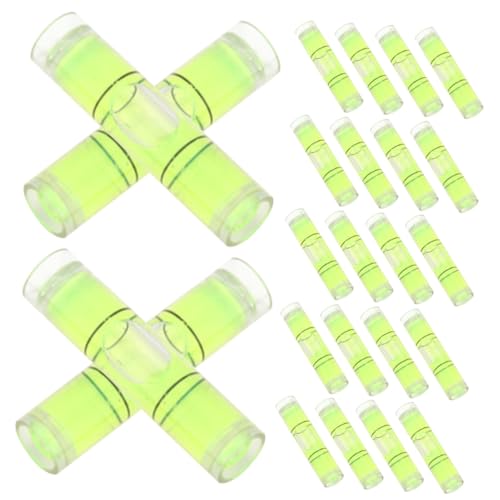 Toyvian 100個 高精蛍光バブル水平器 丸型筒形 水準器 配管作業 建築用測定具 耐変形設計 現場施工用ツール