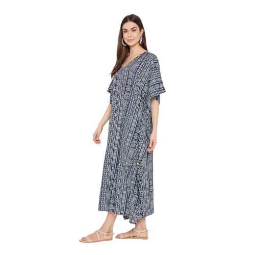 Image of Oussum Women Plus Size Kaftan Kimono Loose Maxi summer dresses for women Beach 3 /4 Sleeve Casual lounge dress Boho