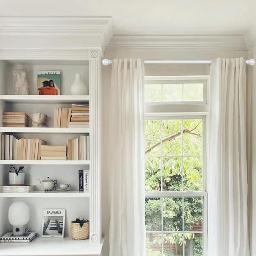Image of GXOACKJ Curtain Rods for windows 32-48 inch, 5 /8 inch Decorative White Splicing Heavy Duty Metal Curtain Rod set with Brackets