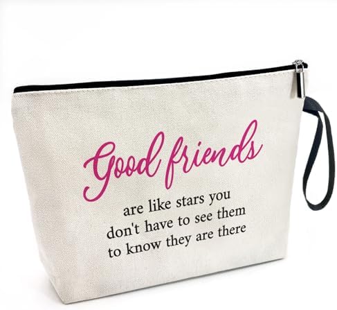 Long Distance Friendship Funny Cosmetic Bag, Canvas Toiletry Storage Pouch Travel Zipper Makeup Bag, Birthday Appreciation Gifts for BFF Soul Sister Women Best Friend Coworkers Graduations Teen image 4