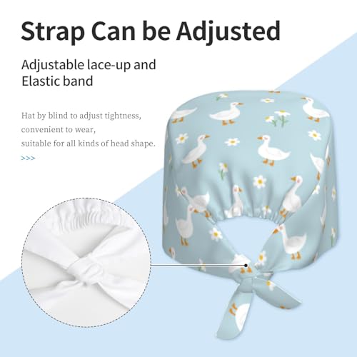 Image of Surgical Caps Men Women, Scrub Cap with Sweatband Adjustable | Tie Back Nurse Cap, Nursing Breathable Working Hat, Scrub Cap, Medical Hats