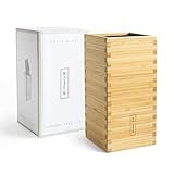 KAIZEN Bamboo Knife Block Without Knives - Perfectly Sized Universal Knife Holder for Knives, Scissors - Unique Knife Storage for Counter Top with Anti-Slip Base (Natural, Knife Block - Large)